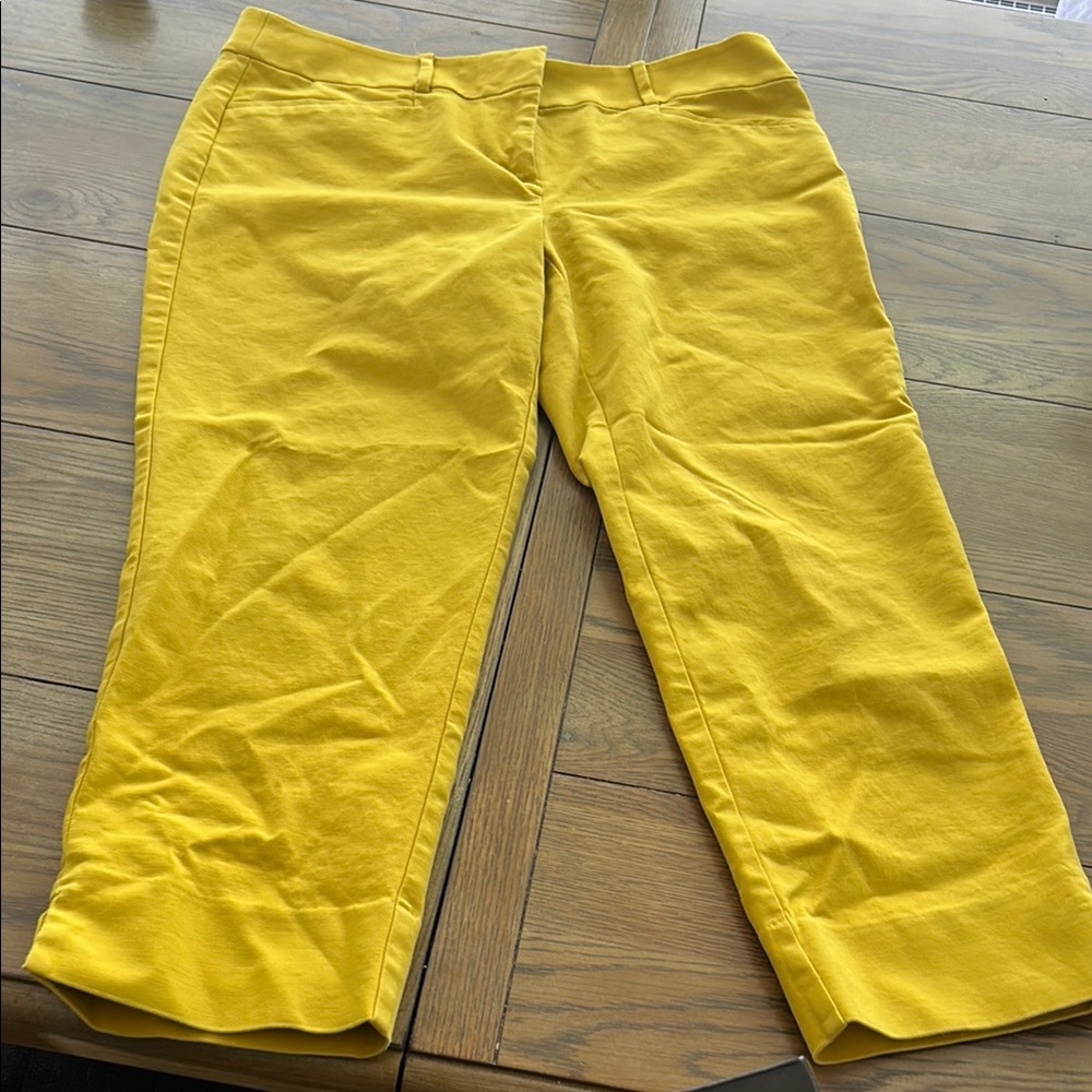 Loft Bright Yellow Marisa Cropped Pants size 10
